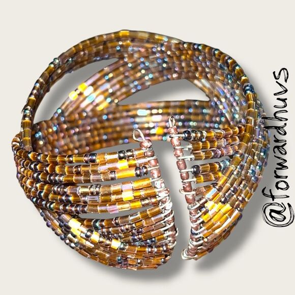 Bundle Sale 3 for $15 | Hand Crafted Natural Tone Seed Bead Cuff Bracelet - Picture 3 of 6